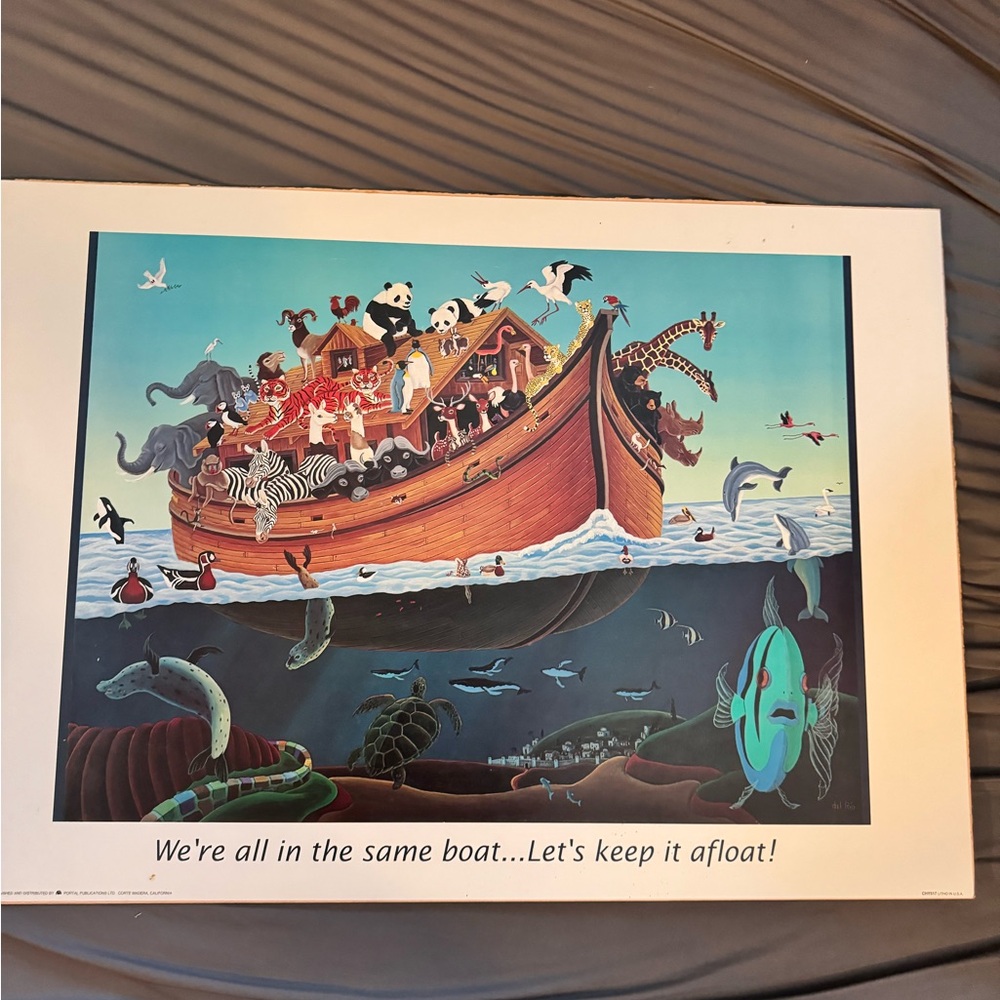 Colorful Animal Boat Poster